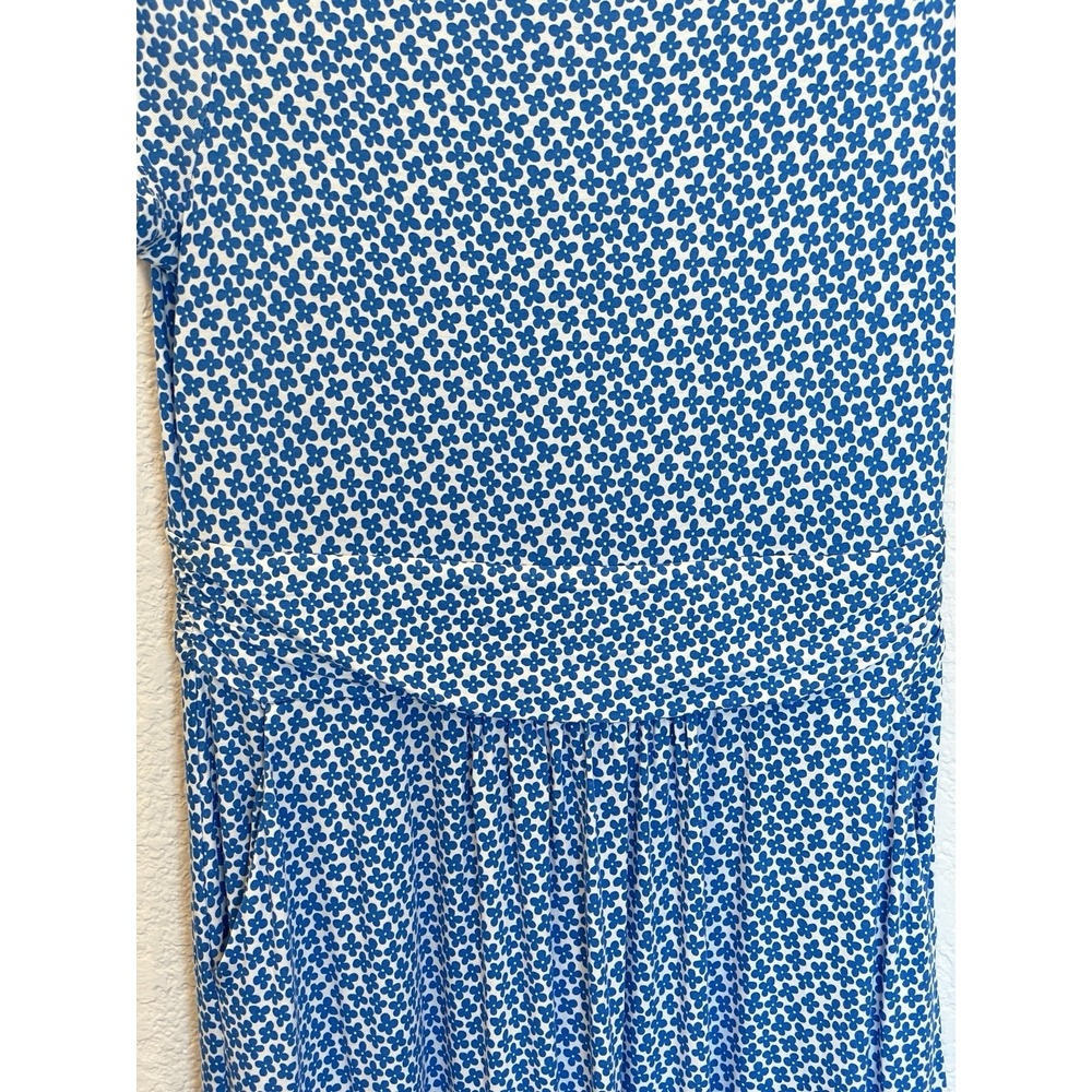 Boden Amelia Jersey Fit/Flare Dress US 8L Blue Floral Knee Length Pockets J0326 - Picture 5 of 11